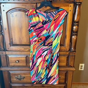 Tiana B. Colorful Abstract Midi Dress